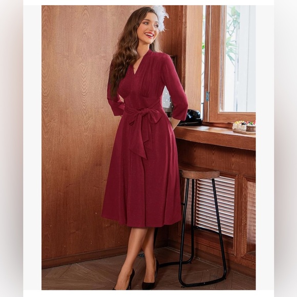 NWT VINTAGE STYLE GLITTER COCKTAIL DRESS w SELF BELT-S - Picture 3 of 16